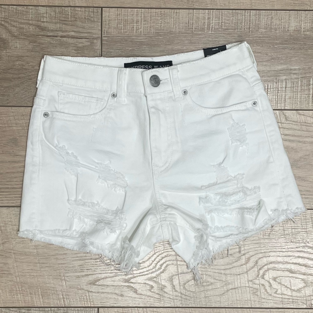 Express.Distressed.Women’s Jean Shorts WHITE